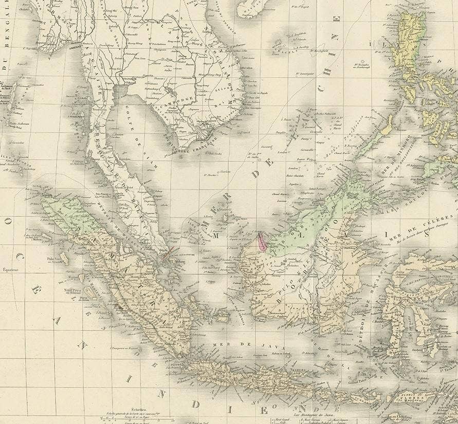 Antique Map of the East Indies by Levasseur, 1875
