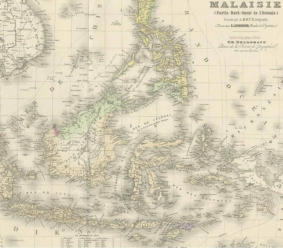 Antique Map of the East Indies by Levasseur, 1875
