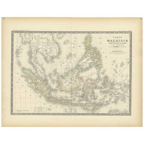 Antique Map of the East Indies by Levasseur, 1875