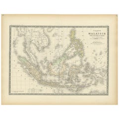 Antike Karte von Ostindischen Inseln von Levasseur, '1875