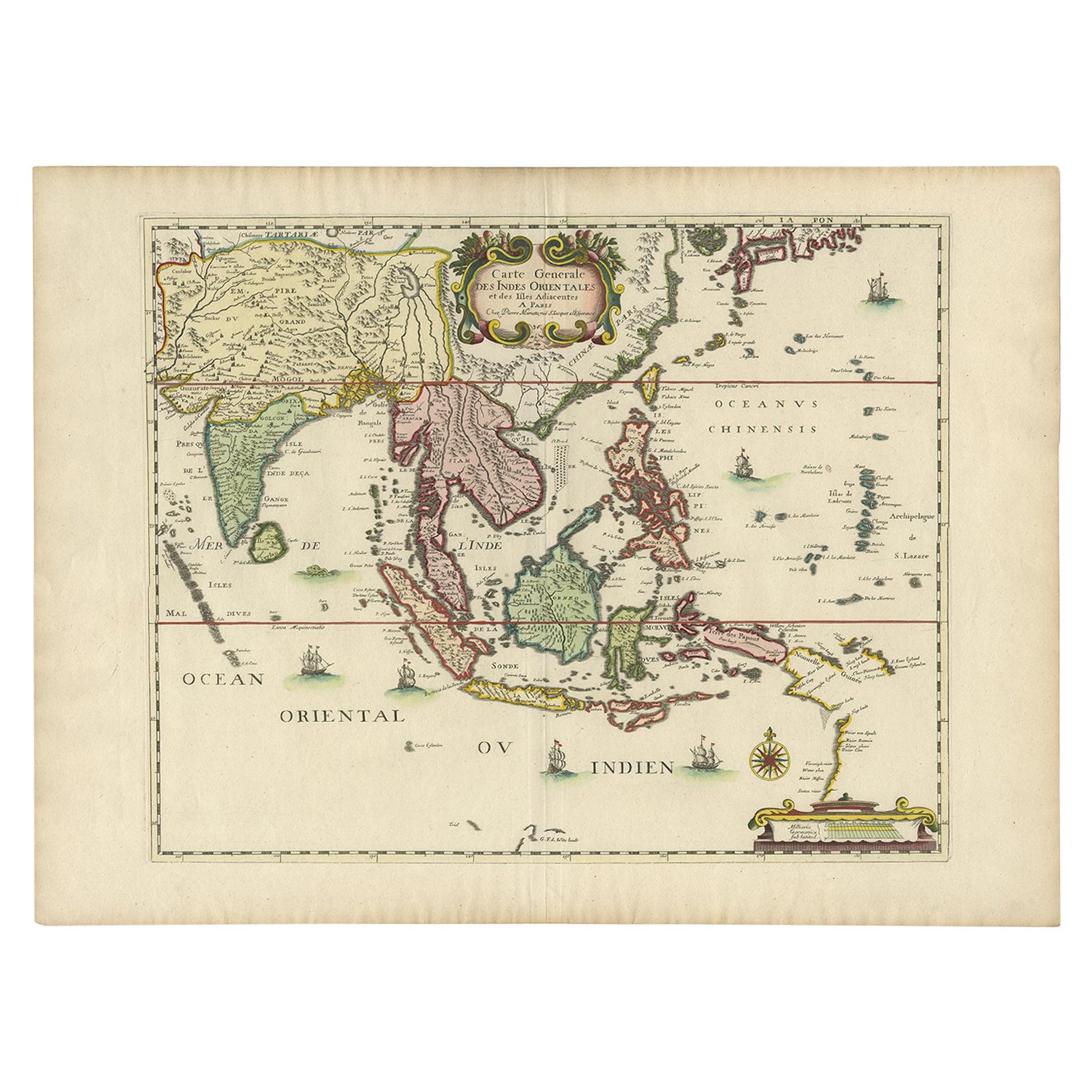 Antique Map of the East Indies by Mariette, circa 1650