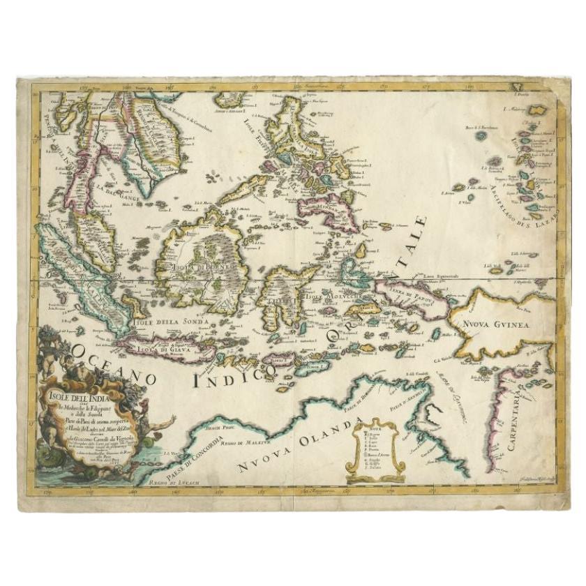 Carte ancienne des Antiquités des Indes orientales par Rossi, 1683 en vente