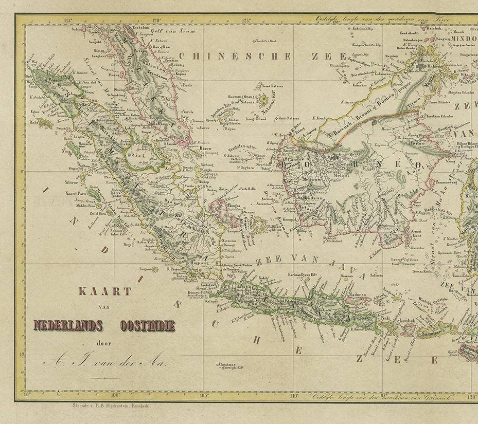 Antique Map of the East Indies by Van der Aa '1849'