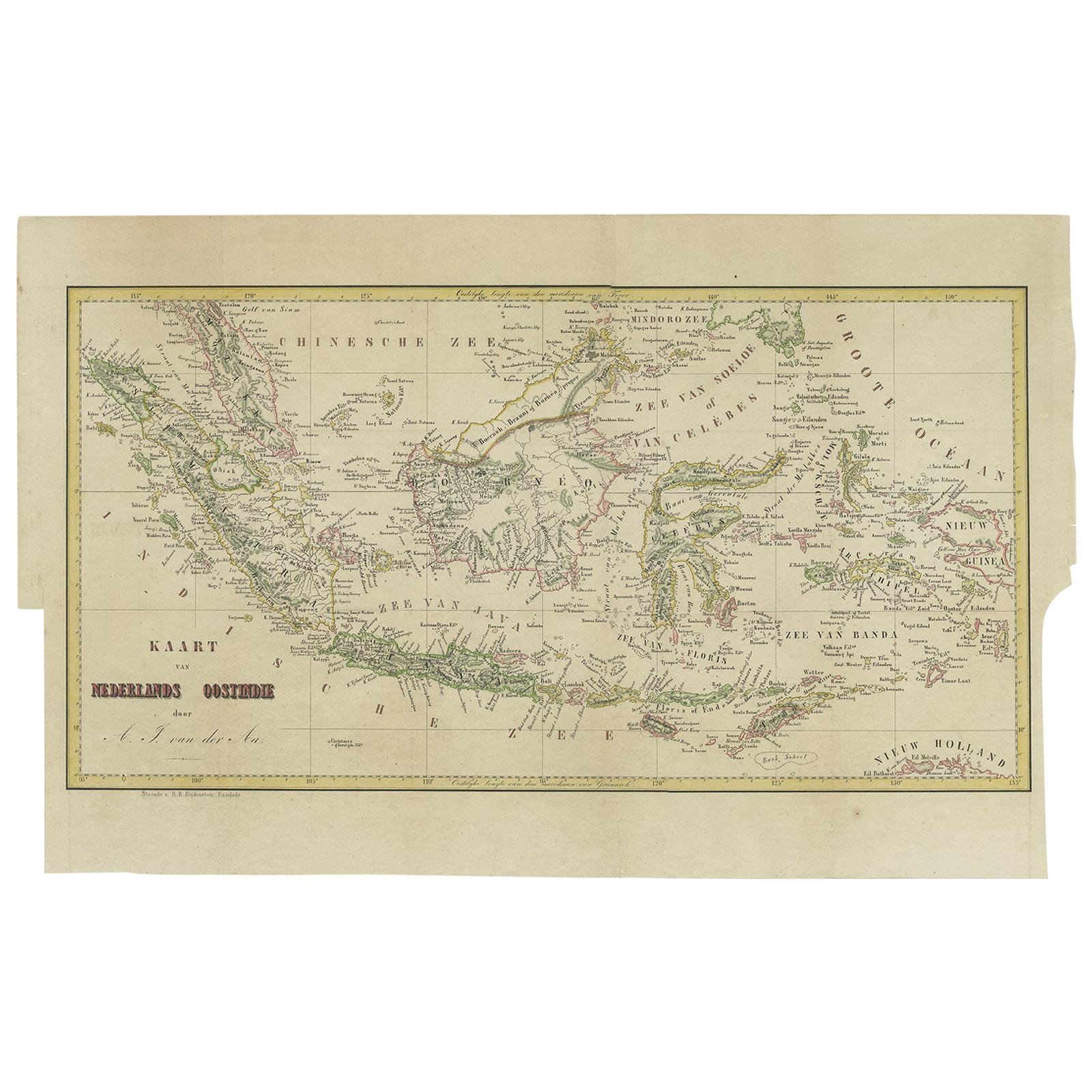 Antique Map of the East Indies by Van der Aa '1849' For Sale