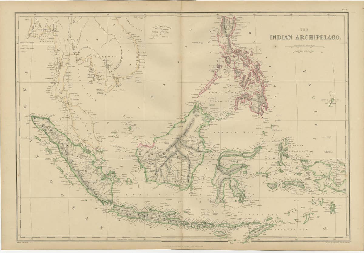 Antique Map of the East Indies by W. G. Blackie, 1859