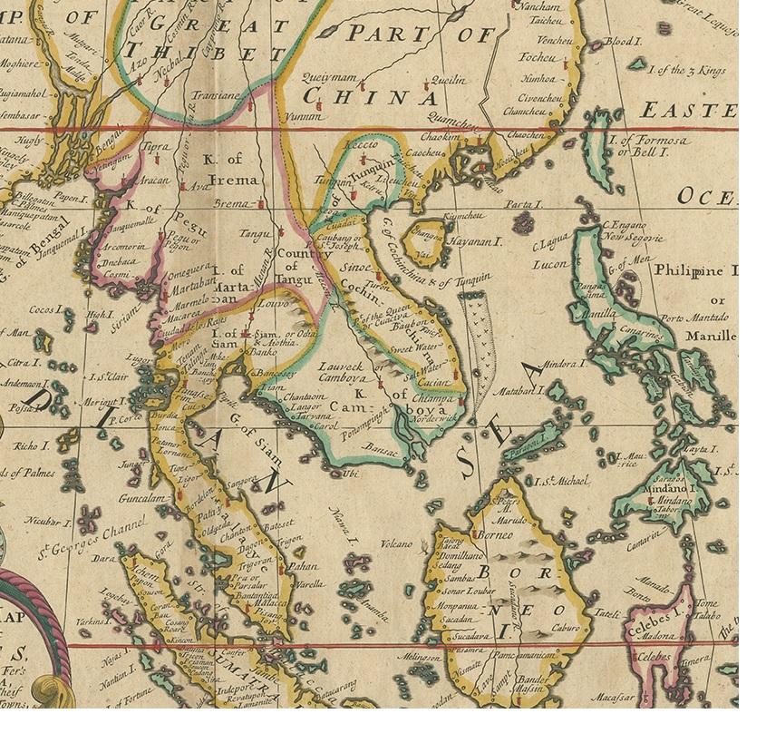 18th Century Antique Map of the East Indies by Wells, 1712
