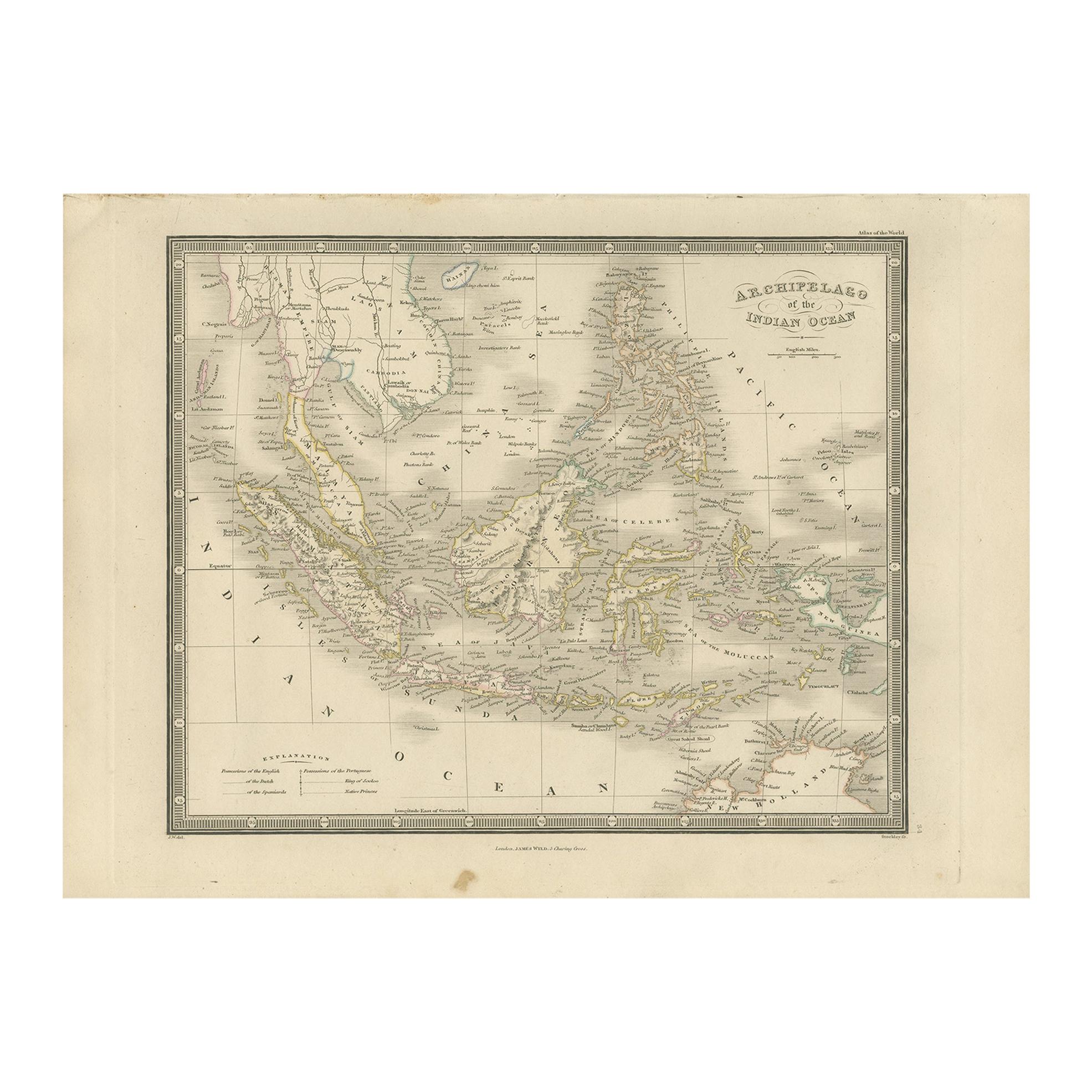 Antike Karte der Ostindien von Wyld '1845'