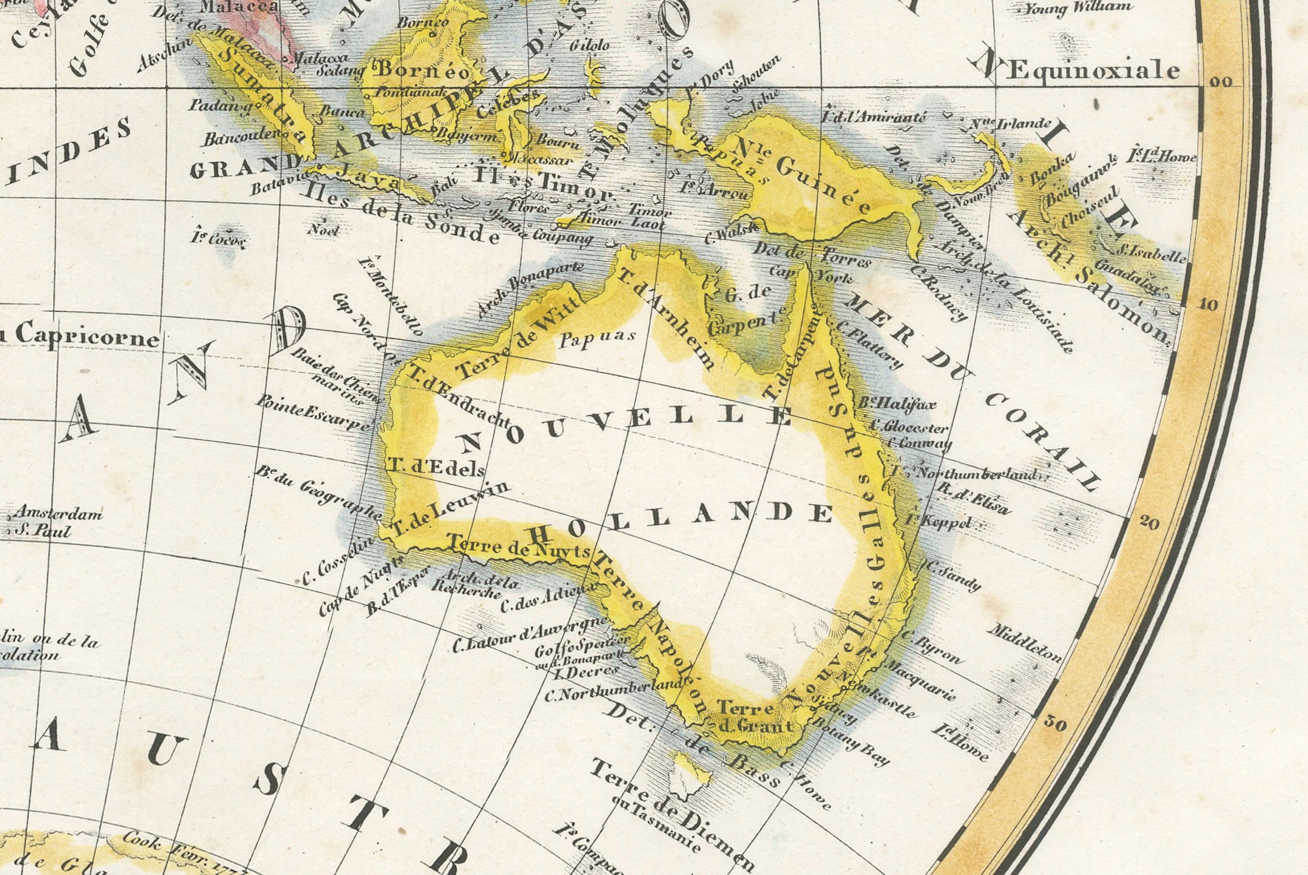 Carte ancienne de l'hémisphère oriental par Lapie, France, vers 1830 en vente 2