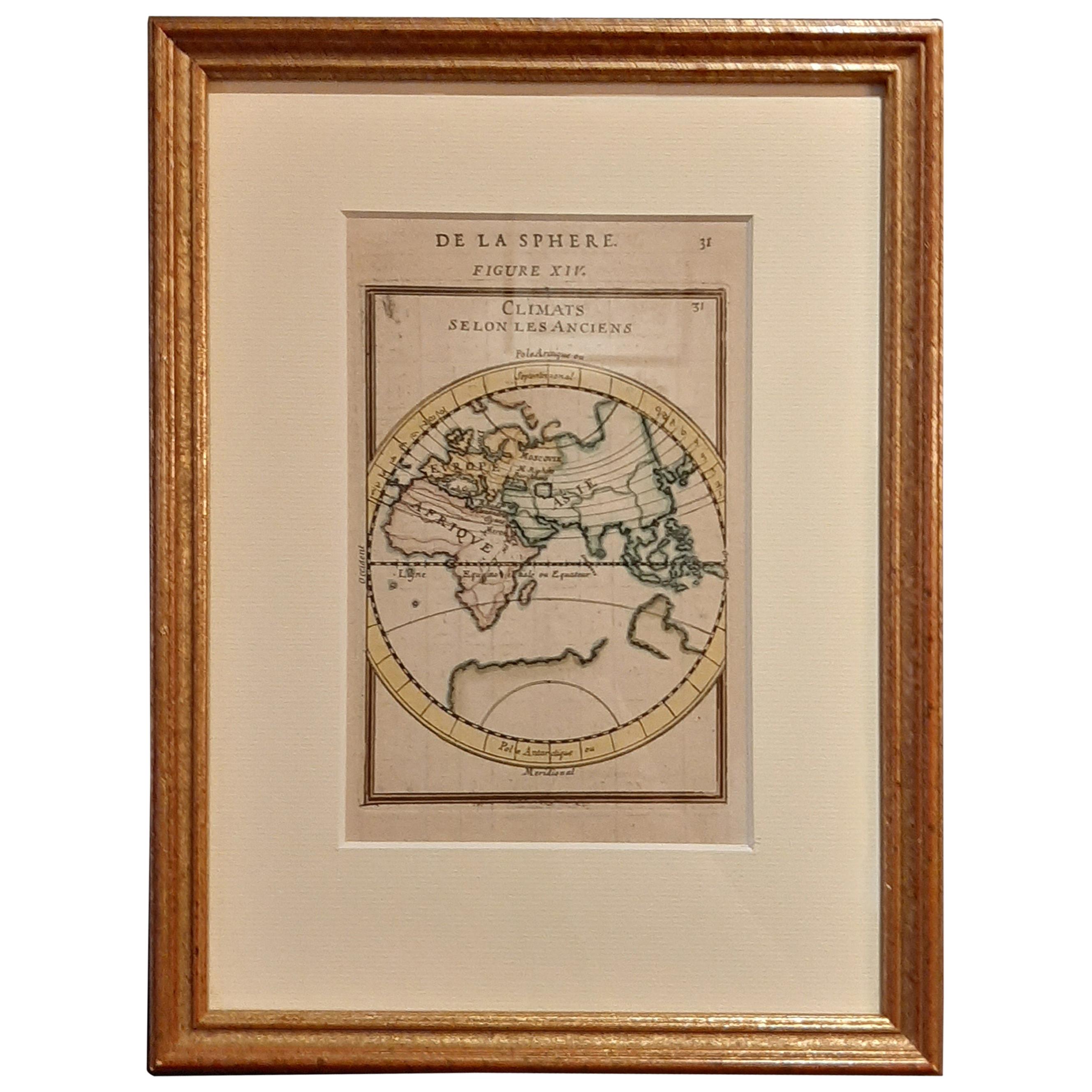 Carte ancienne de l'hémisphère orientale dans un cadre, vers 1683