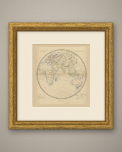Antique Map of the Eastern Hemisphere with Population and Religions Tables, 1858