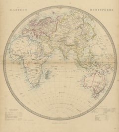 Antique Map of the Eastern Hemisphere with Population and Religions Tables, 1858