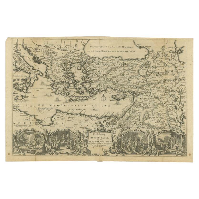 Antike Karte des östlichen Mittelmeerraums, um 1710