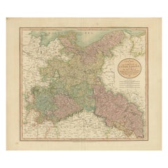 Carte ancienne de la partie est de l'Allemagne, avec des parties de Pologne et de Slovaquie