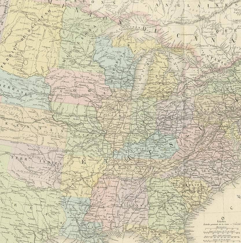 Antique Map of the Eastern United States by Levasseur '1875'
