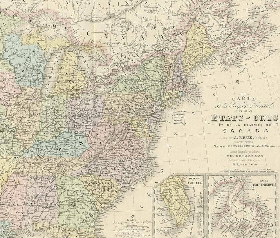 Antique Map of the Eastern United States by Levasseur '1875'