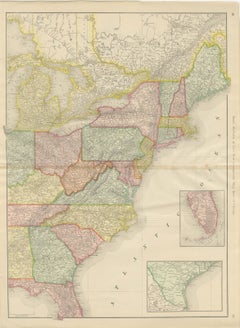 Antique Map of the Eastern United States, with Florida Inset, Rand McNally, 1899
