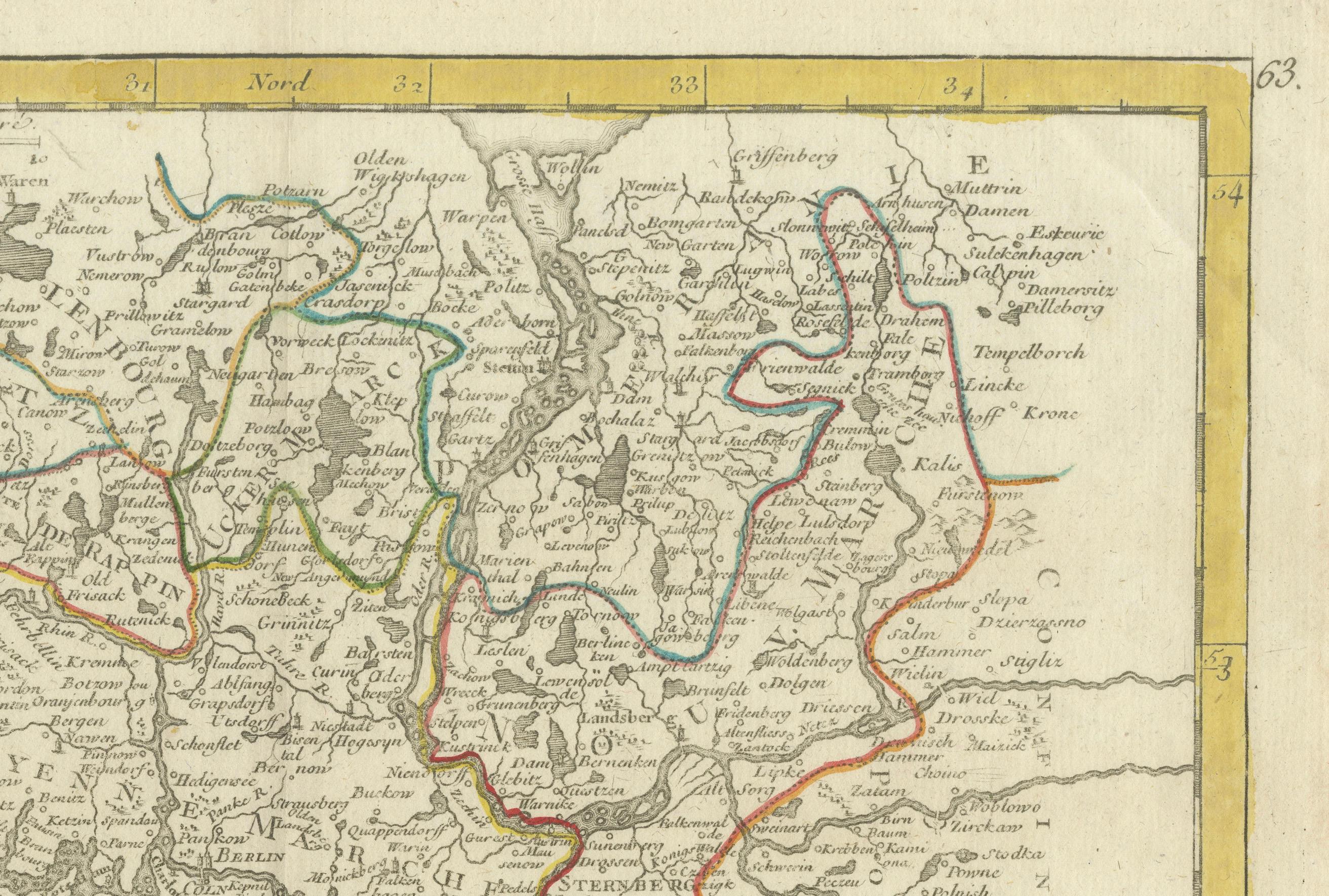 Antike Karte des Electorates Brandenburg von Georges-Louis Le Rouge, 1768 im Zustand „Gut“ im Angebot in Langweer, NL