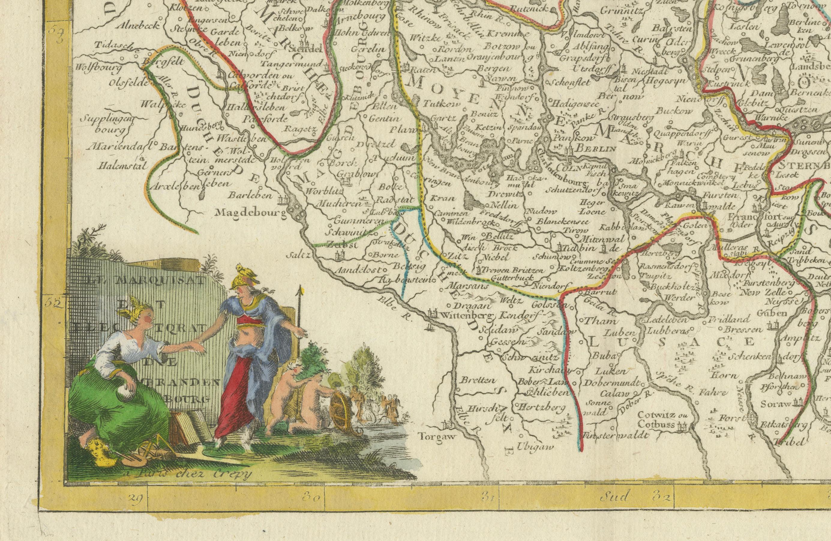 Antike Karte des Electorates Brandenburg von Georges-Louis Le Rouge, 1768 (Mitte des 18. Jahrhunderts) im Angebot