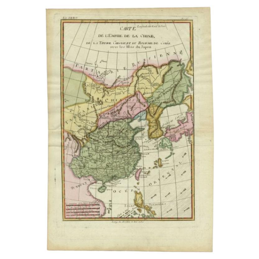 Antike Karte des Kaiserreichs Chinas von Bonne, um 1780
