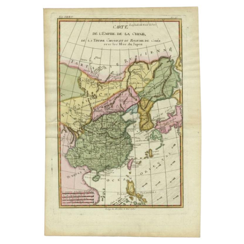 Carte ancienne de l'Empire de Chine par Bonne, vers 1780