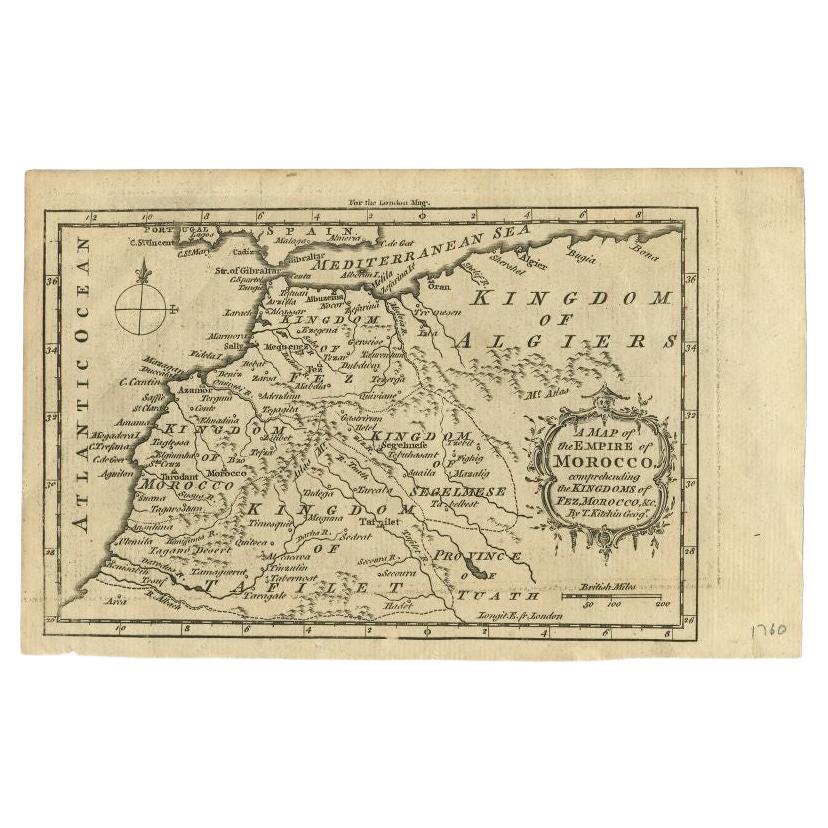 Carte ancienne de l'Empire du Maroc par Kitchin, vers 1760 en vente