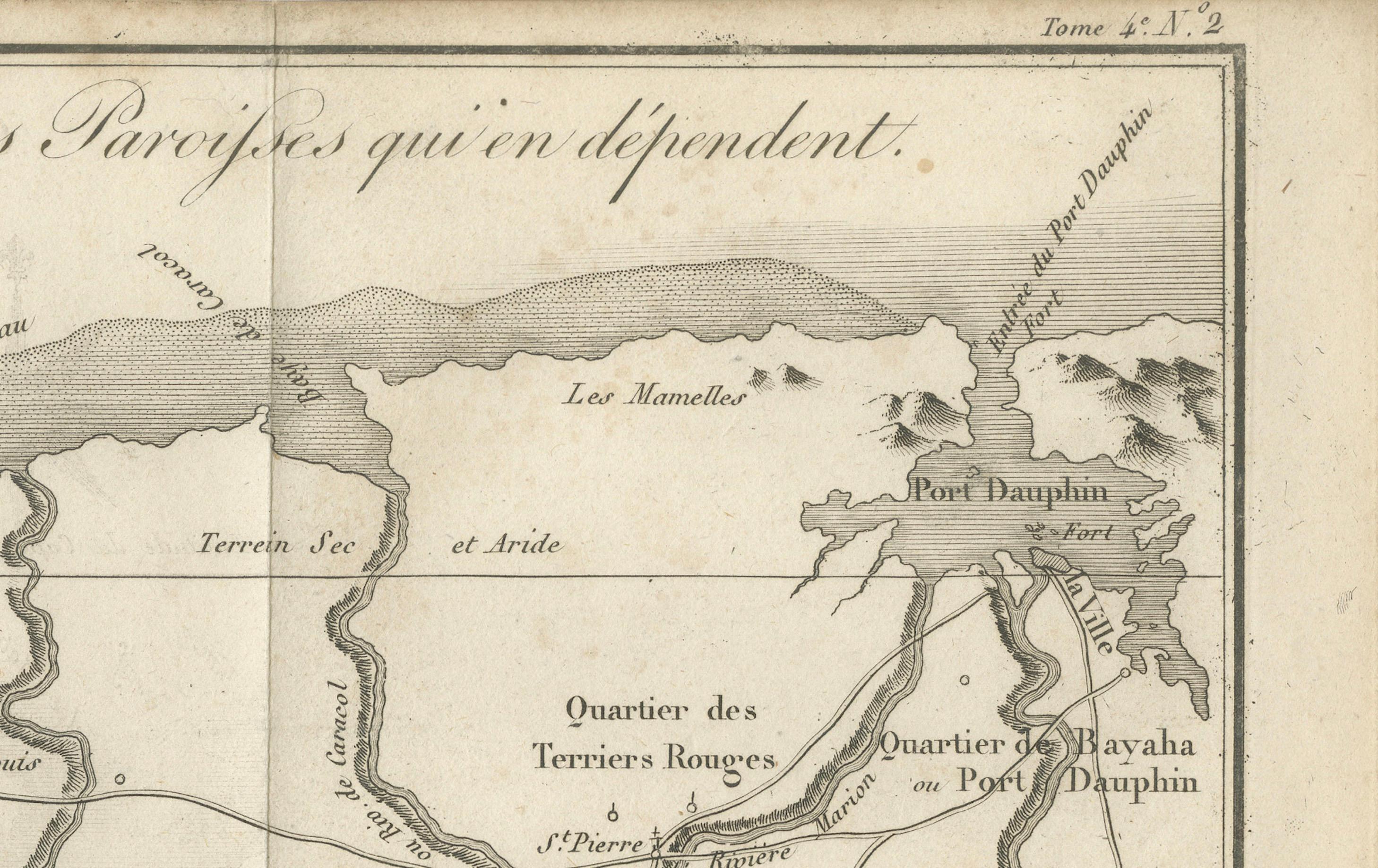 French Antique Map of the Environs of Cap-Français, Saint-Domingue, c.1760 For Sale
