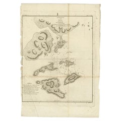 Antike antike Karte der Bewohner von Macao von Cook, um 1784