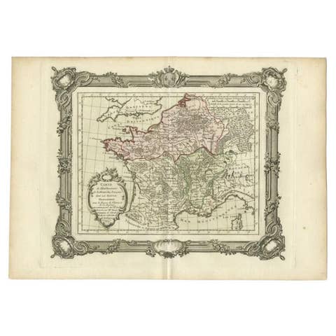 Antique Map of the Establishment of the French Monarchy by Zannoni, 1765