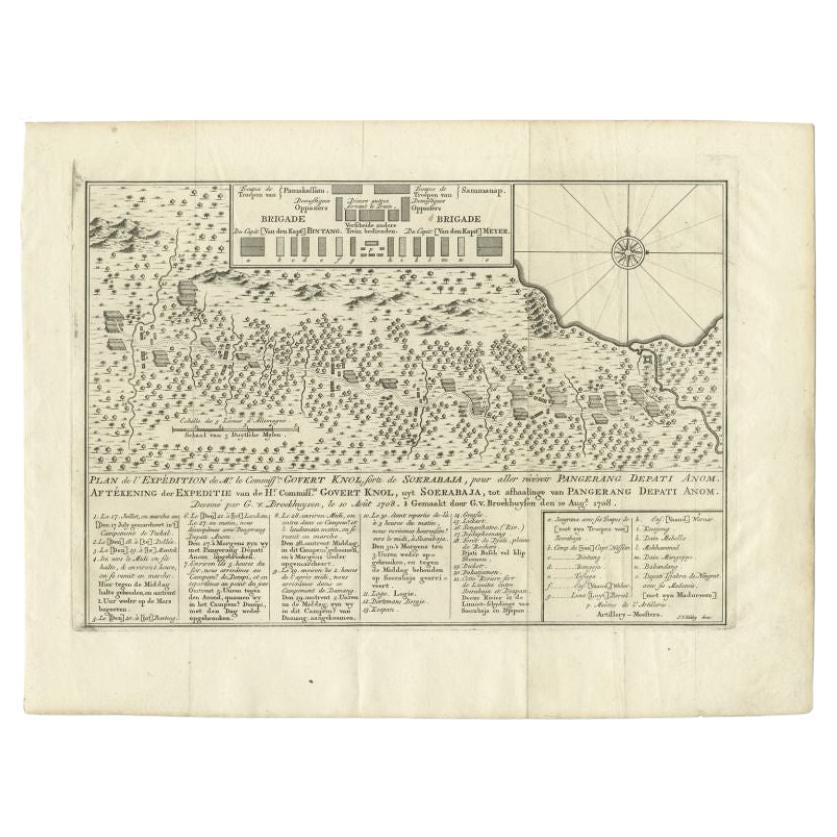 Antique Map of the Expedition of Govert Knol by Van Schley, 1765 For Sale