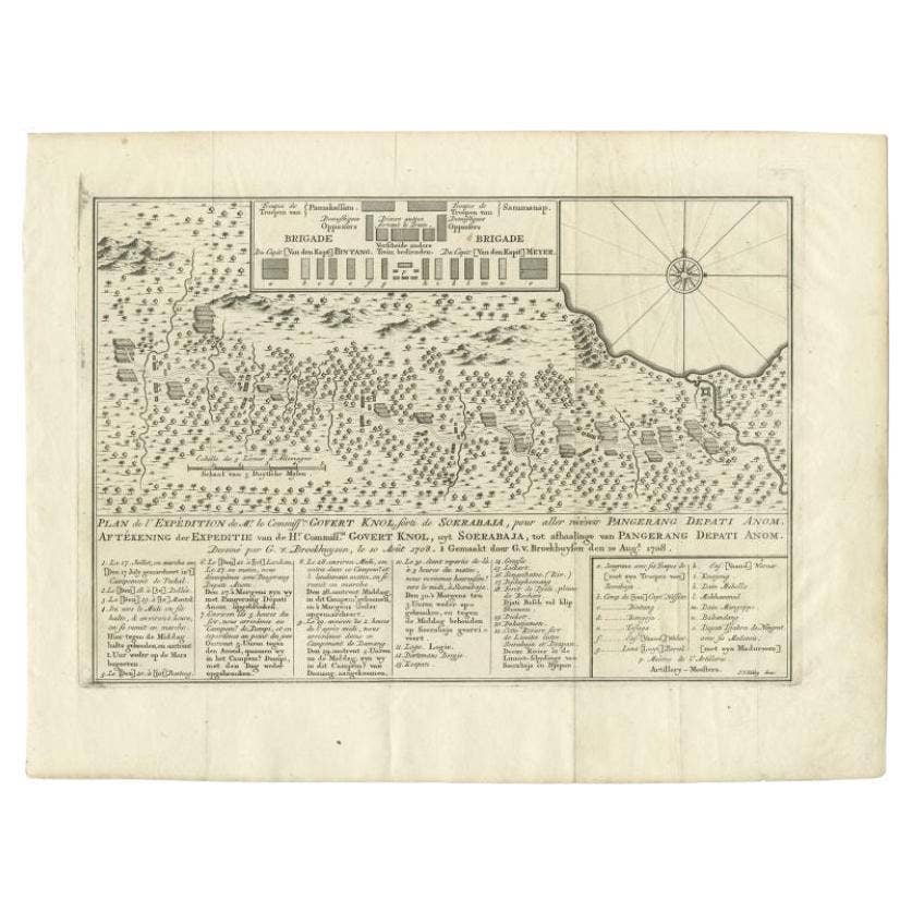 Antique Map of the Expedition of Govert Knol by Van Schley, 1765