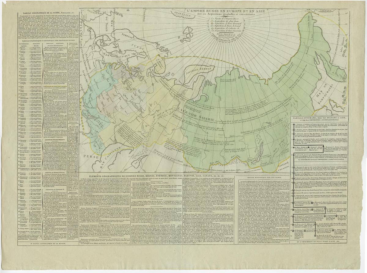 Antique Map of the Extension of the Russian Empire in the XIXth Century, 1806