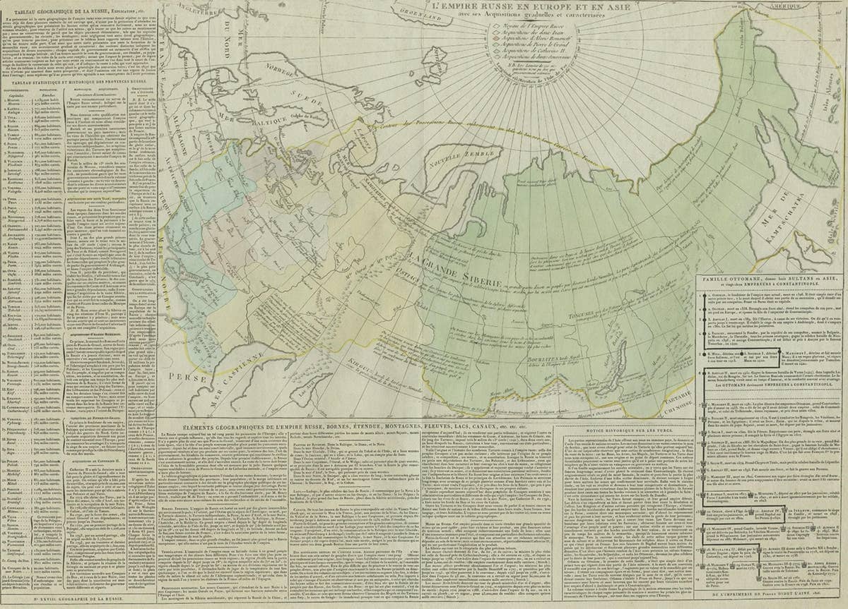 Antique Map of the Extension of the Russian Empire in the XIXth Century, 1806