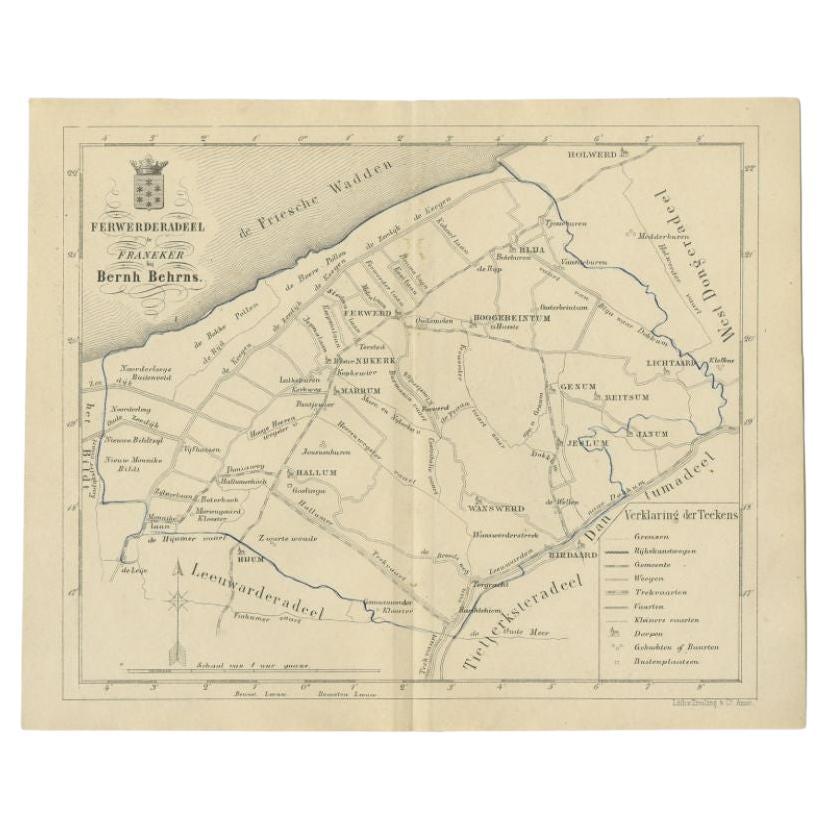 Antique Map of the Ferwerderadeel Township by Behrns, 1861