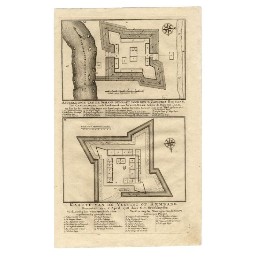 Antique Map of the Fortress of Captain E. Bintang by Valentijn, 1726 For Sale