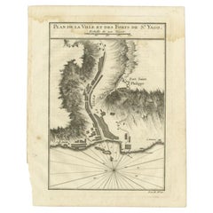 Carte ancienne des Forts et de la ville de St. Yago par Prvost, 1764