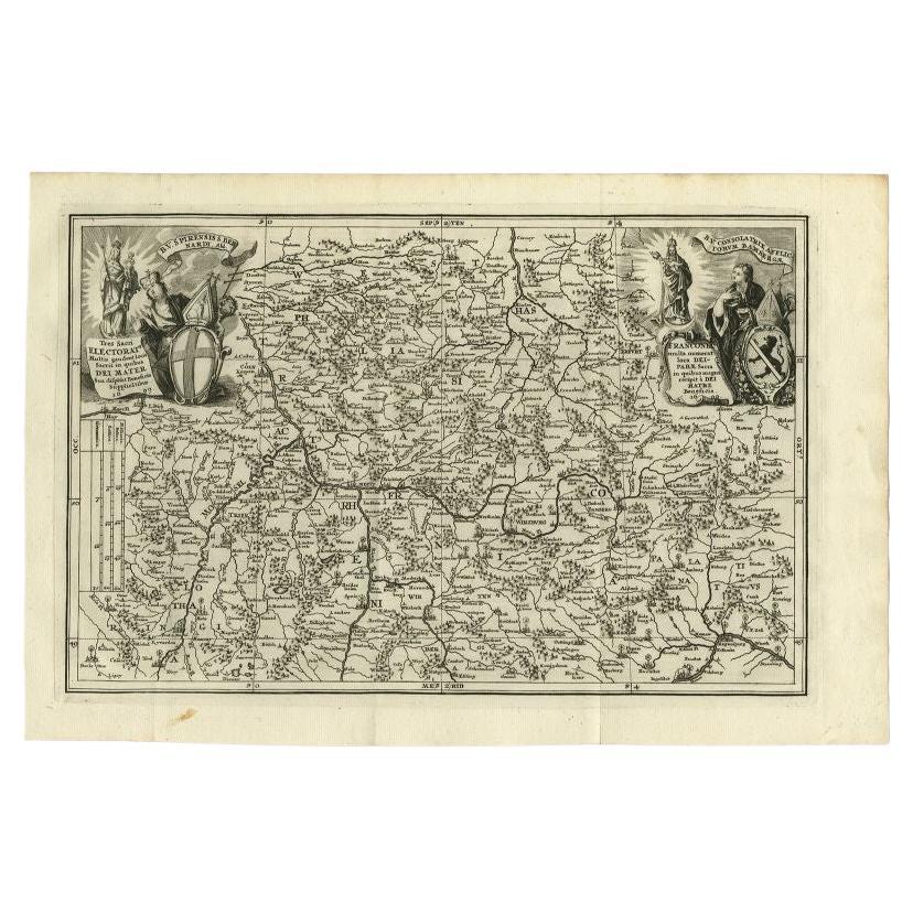 Antique Map of the Franconia Region by Scherer, 1699 For Sale