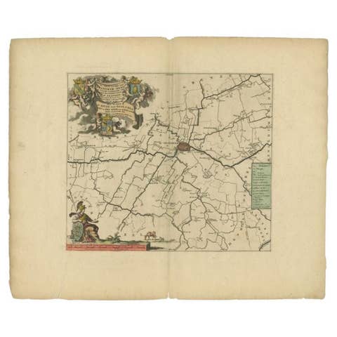 Antique Map of the Franekeradeel Township 'Friesland' by Halma, 1718
