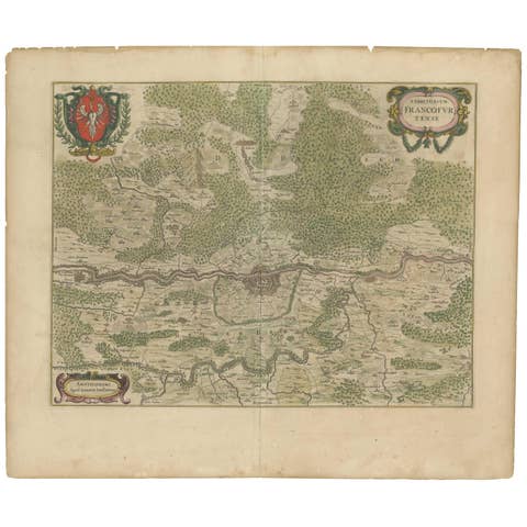 Antique Map of the Frankfurt Region by Johannes Janssonius, Hand-Colored, C.1650