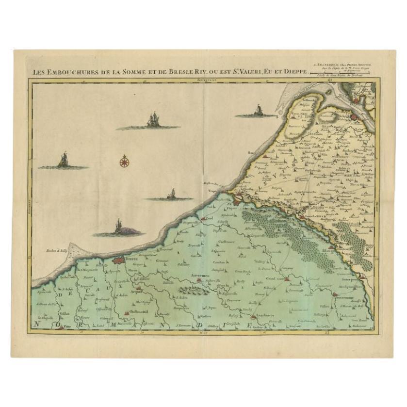 Antique Map of the French Coast by Covens & Mortier, 1720 For Sale