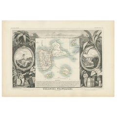 Antique Map of the French Colony Guadeloupe by V. Levasseur, 1854