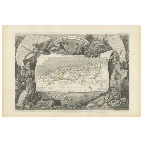 Antique Map of the French Colony of Algeria by V. Levasseur, 1854