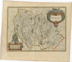 Antique Map of the French Province Maine, Showing Le Mans, Alencon Etc., Ca1640