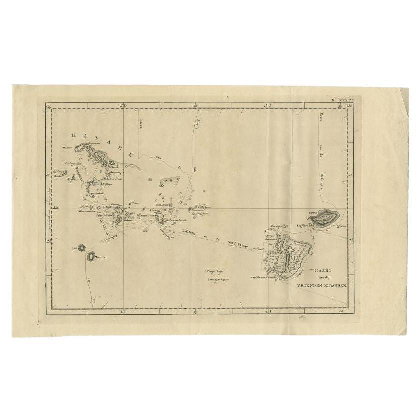 Antike Karte der freundlichen Inseln von Cook, 1803