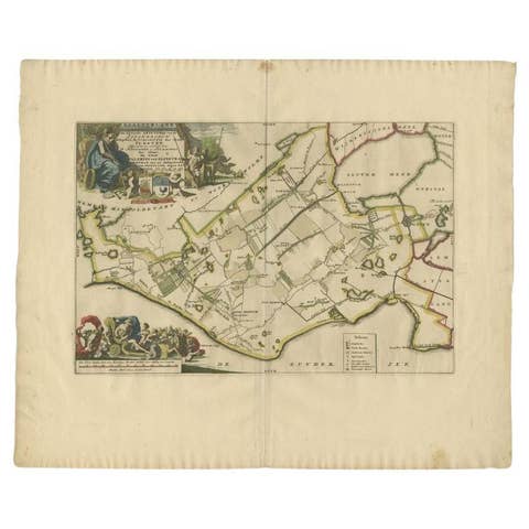 Antique Map of the Gaasterland Township 'Friesland' by Halma, 1718