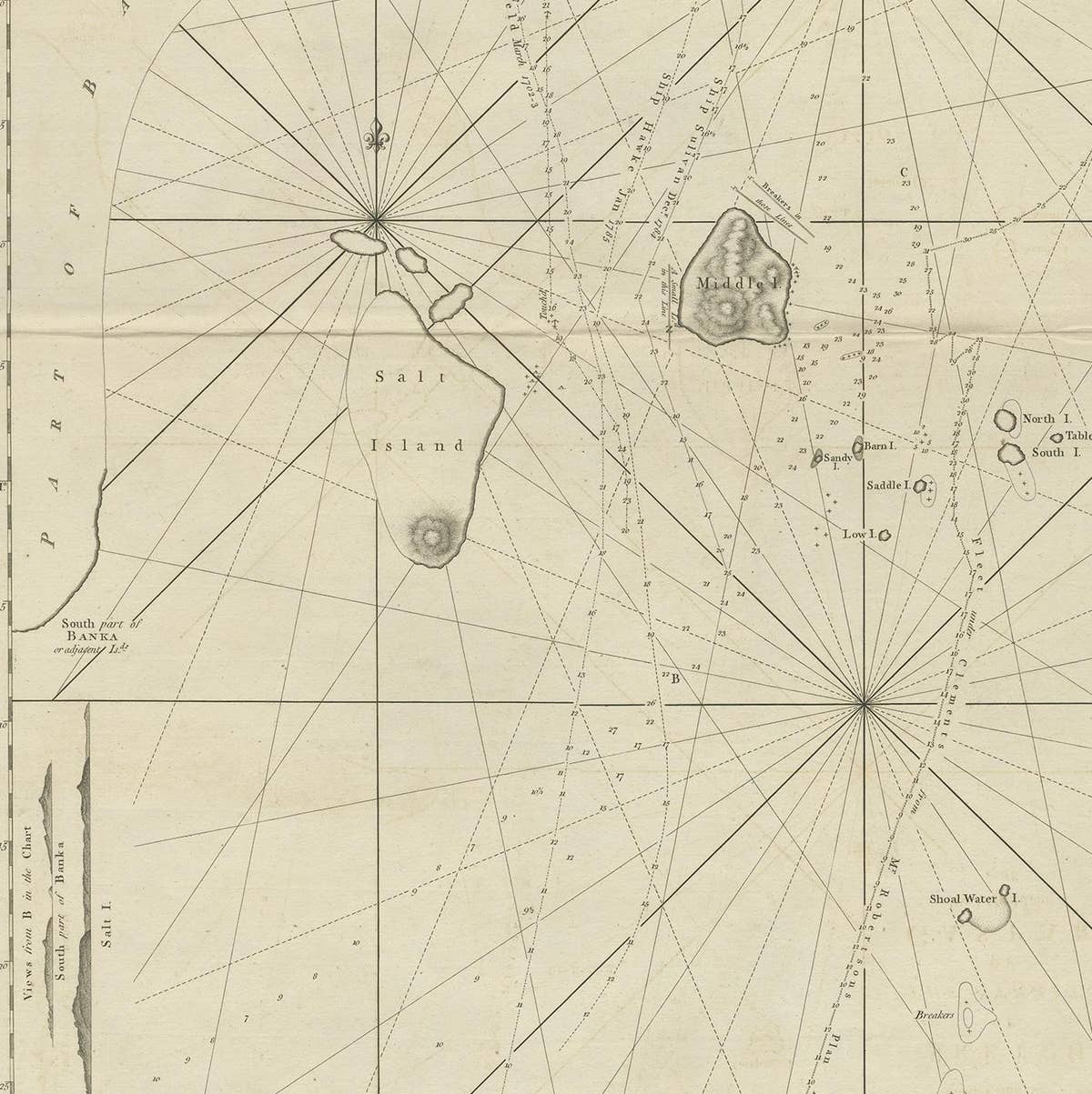 Antique Map of the Gaspar Strait by Huddart, '1788'