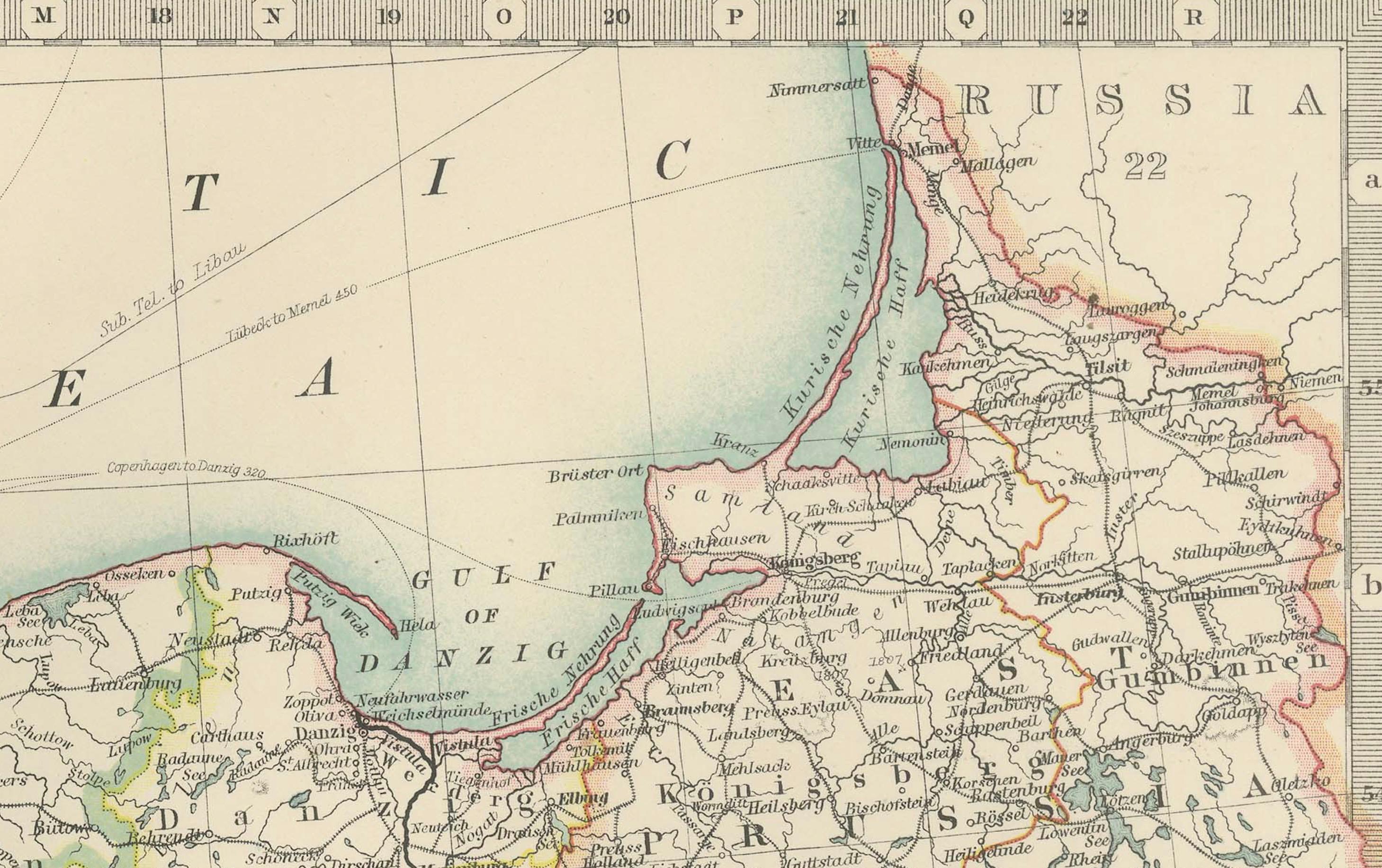 Carte ancienne de l'Empire allemand, 1903, partie nord avec les côtes et l'intérieur des terres Bon état - En vente à Langweer, NL