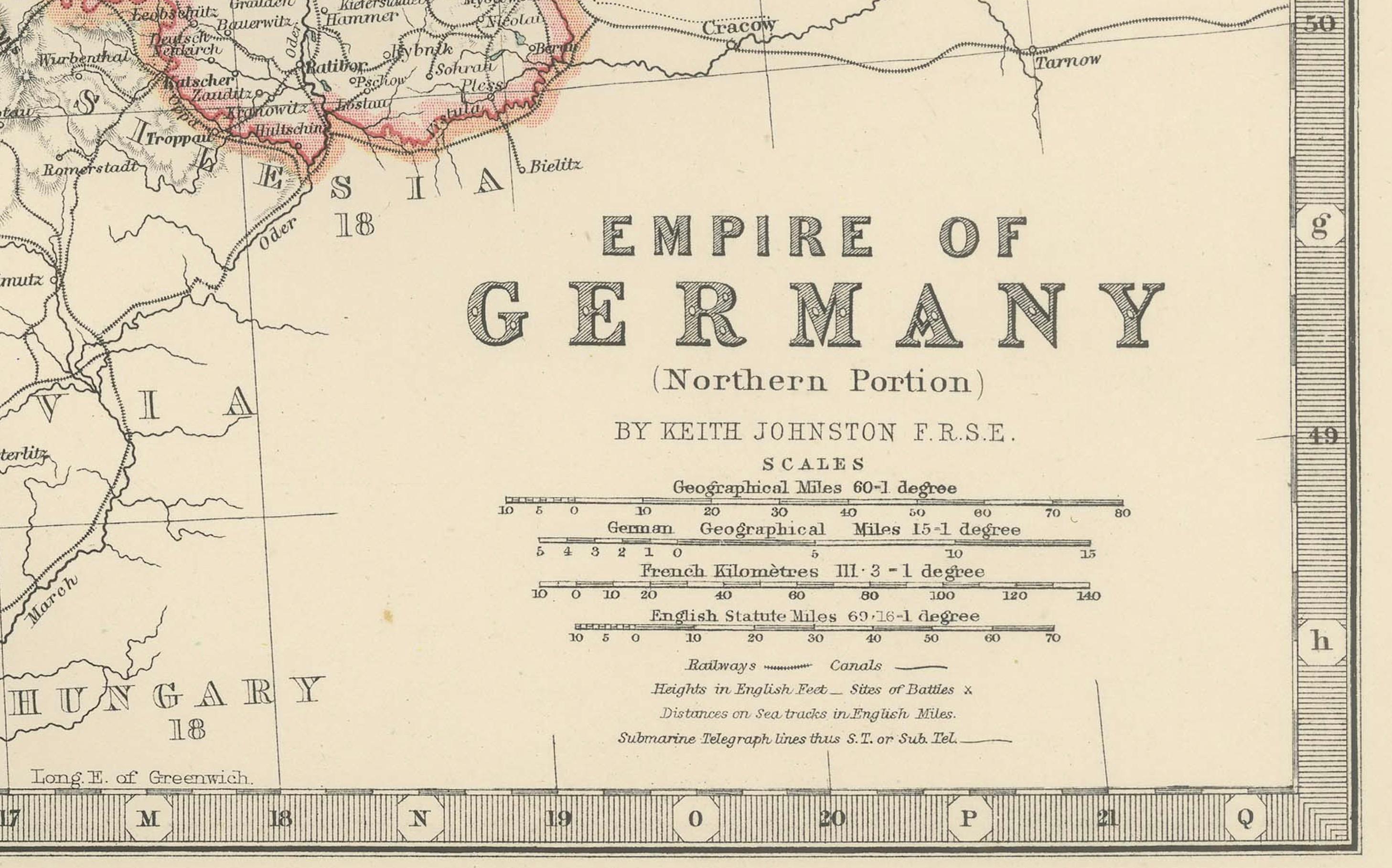 Carte ancienne de l'Empire allemand, 1903, partie nord avec les côtes et l'intérieur des terres en vente 4