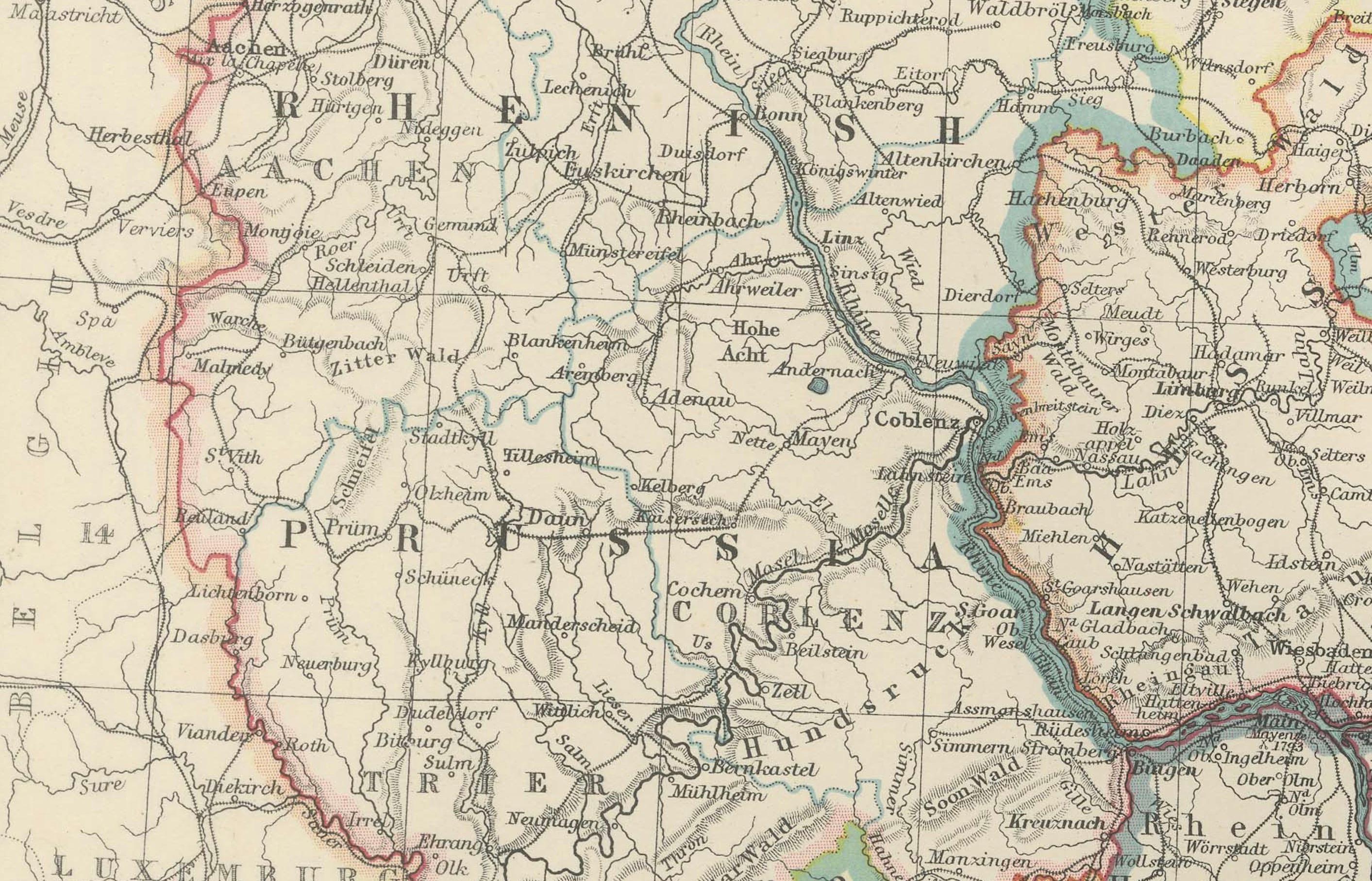 Titre : Carte ancienne de l'Empire allemand, 1903, avec des frontières provinciales complexes

Description :
Cette carte ancienne, intitulée 