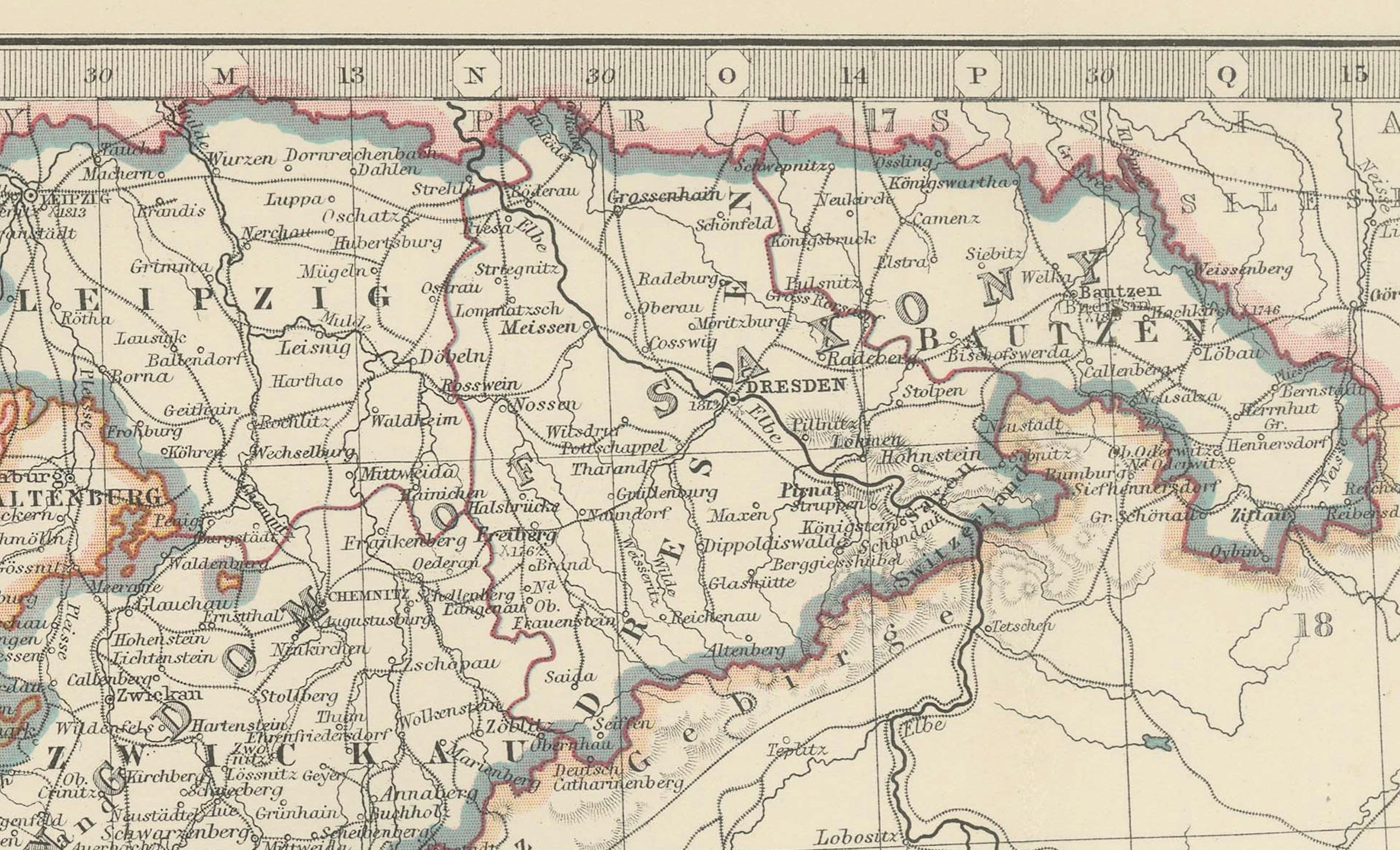 Carte ancienne de l'Empire allemand, 1903, avec des frontières provinciales complexes Bon état - En vente à Langweer, NL