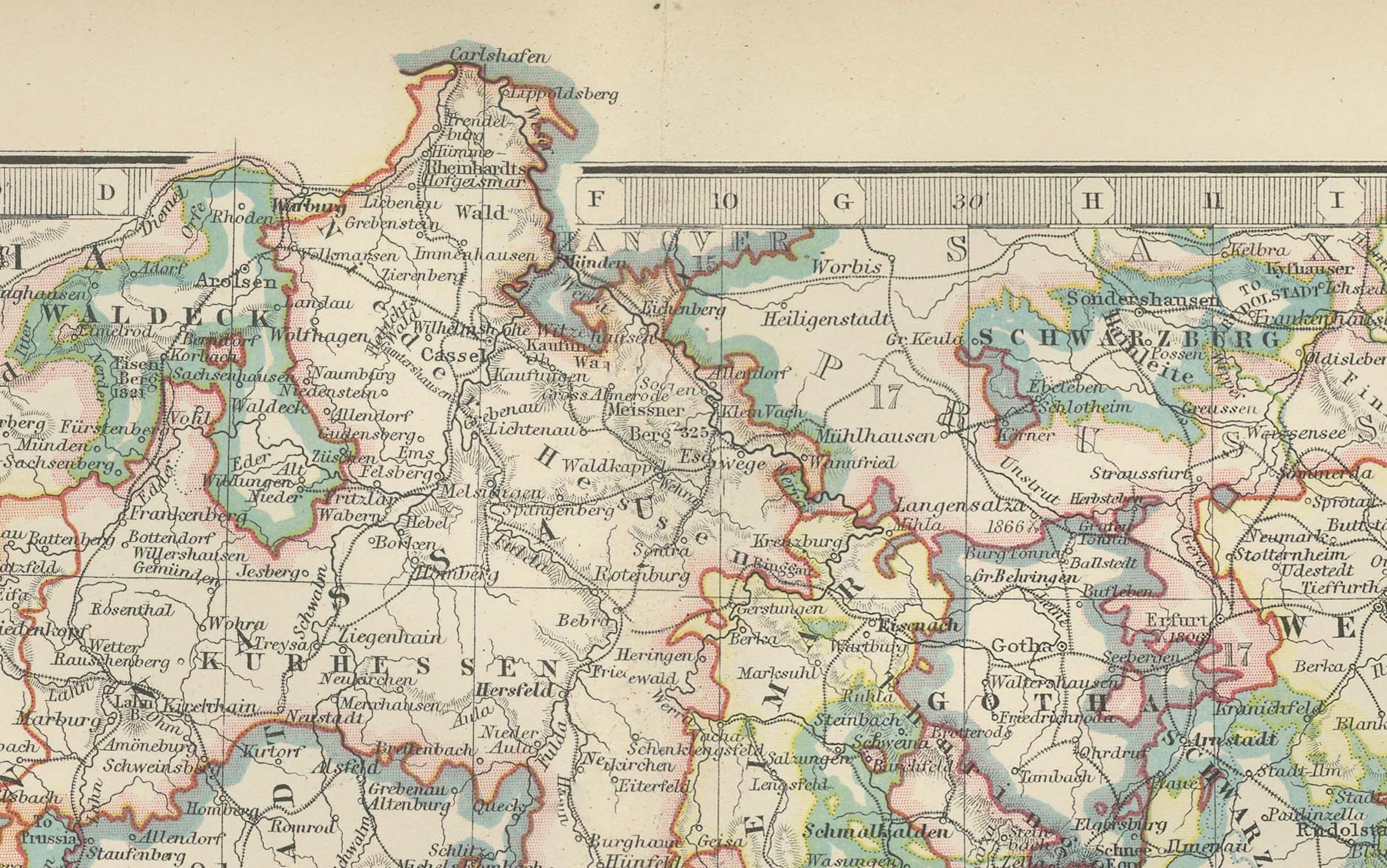 20ième siècle Carte ancienne de l'Empire allemand, 1903, avec des frontières provinciales complexes en vente